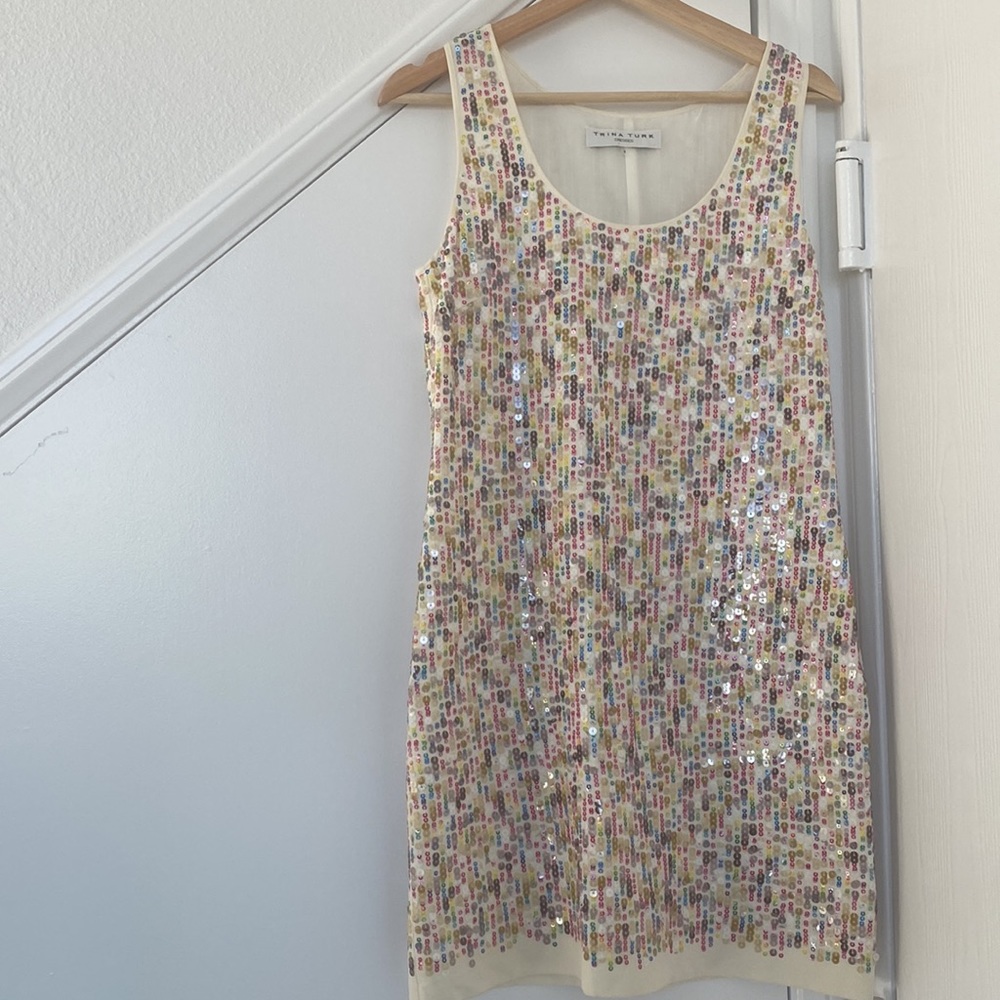 Trina Turk Silk Sequin Shift Mini Dress
